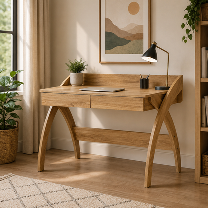 Kids Study Desk in Natural Oak with 2 Drawers for Kids Bedroom, Nursery & Study Area