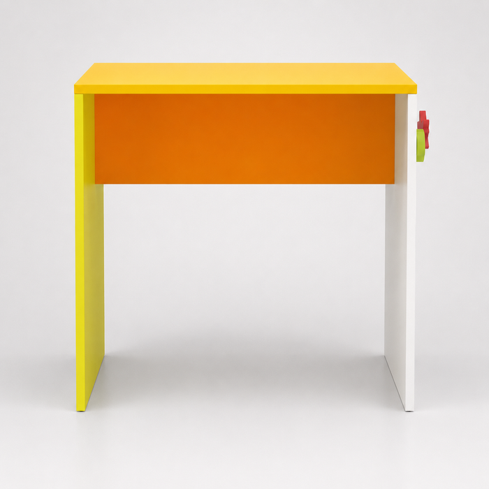 Kids Study Desk in White & Yellow with Orange Panel for Kids Bedroom, Nursery & Study Area