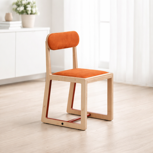 Kids Wooden Chair with Cushion Seat and Backrest or Modern Plywood Study Chair for Children