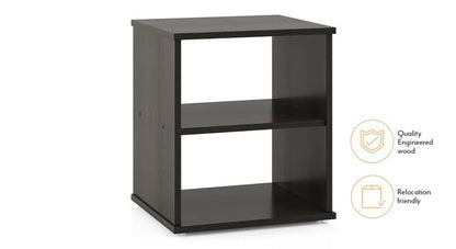 Lakdi Modern Open Shelf Bedside Table for Bedroom, Dark Walnut Particle Board Nightstand with 2 Tier Storage