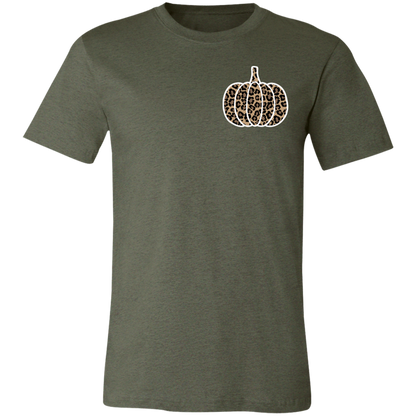 Leopard Pumpkin Fall graphic t-shirt in Heather Military Green