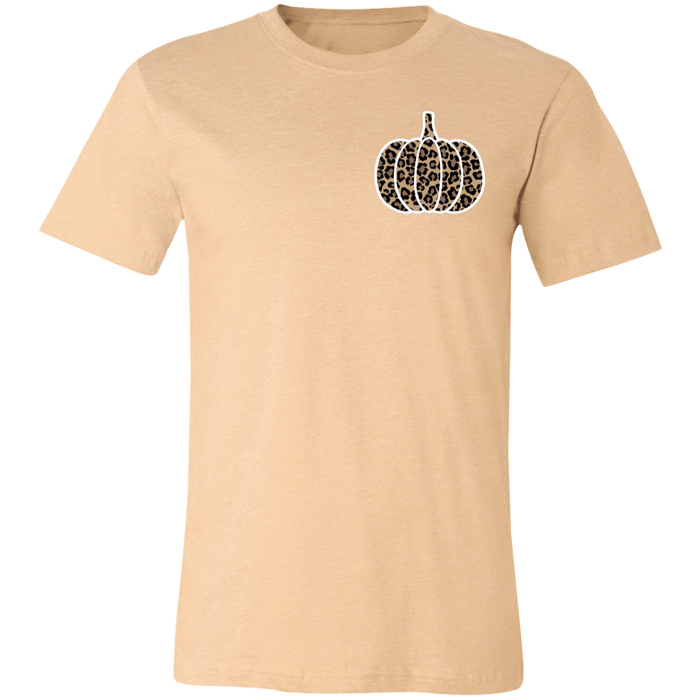 Leopard Pumpkin Fall graphic t-shirt in Heather Sand Dune