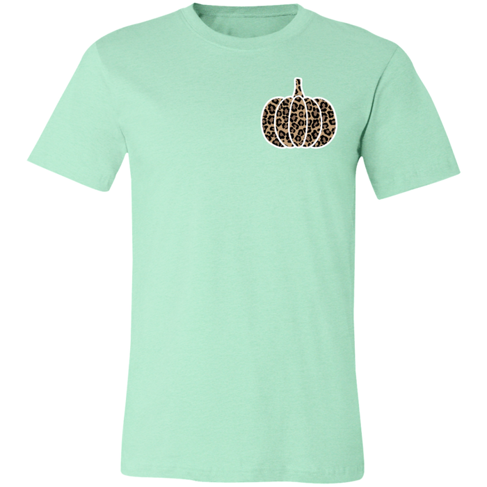 Leopard Pumpkin Fall graphic t-shirt in Heather Mint