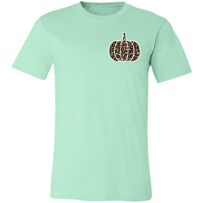 Leopard Pumpkin Fall graphic t-shirt in Heather Mint