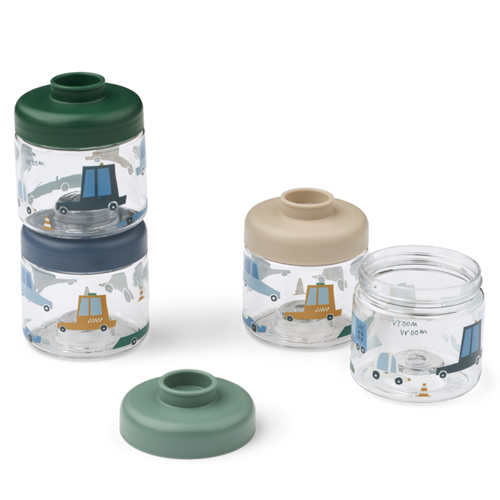 Liewood - Dominique Baby Food Tristan Boxes 100ml - Cars / Sandy (4-pack) - Mabel & Fox