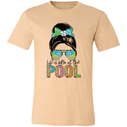 Life's Is Better At The Pool graphic t-shirt in Heather Sand Dune