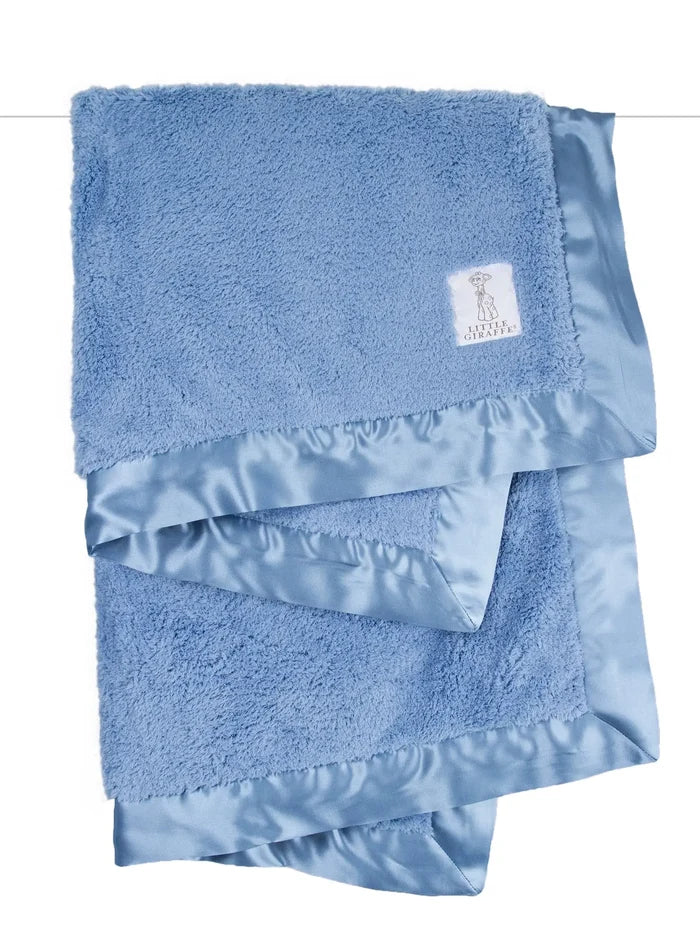 Little Giraffe - Chenille Baby Blanket - Cornflower