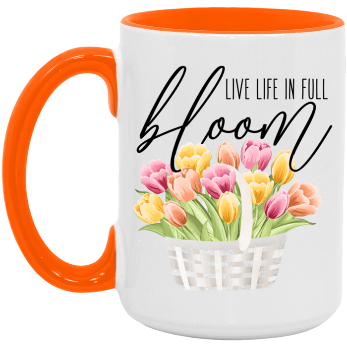 Live Life In Full Bloom ceramic coffee mug, product photo 2
