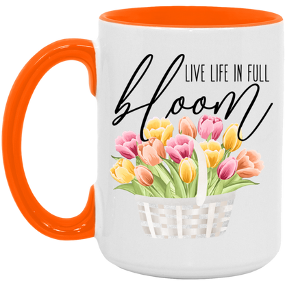 Live Life In Full Bloom ceramic coffee mug, product photo 2