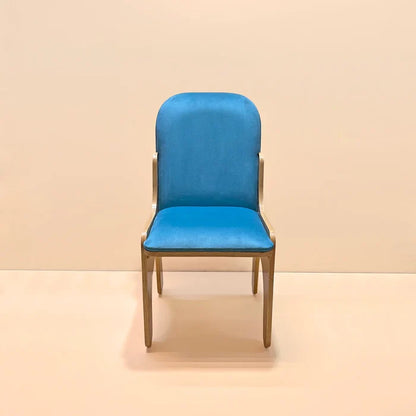 Luxury Blue Velvet Kids’ Chair with Ergonomic Curved Wooden Frame or Modern Handcrafted Junior Study and Dining Chair for Playrooms and Bedrooms