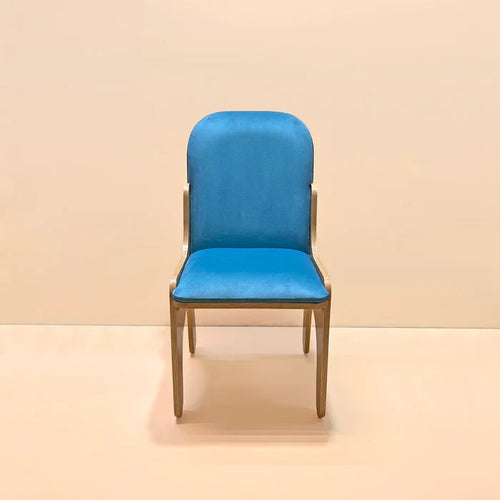 Luxury Blue Velvet Kids’ Chair with Ergonomic Curved Wooden Frame or Modern Handcrafted Junior Study and Dining Chair for Playrooms and Bedrooms