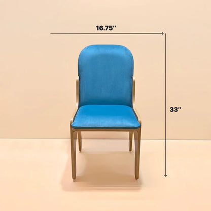 Luxury Blue Velvet Kids’ Chair with Ergonomic Curved Wooden Frame or Modern Handcrafted Junior Study and Dining Chair for Playrooms and Bedrooms