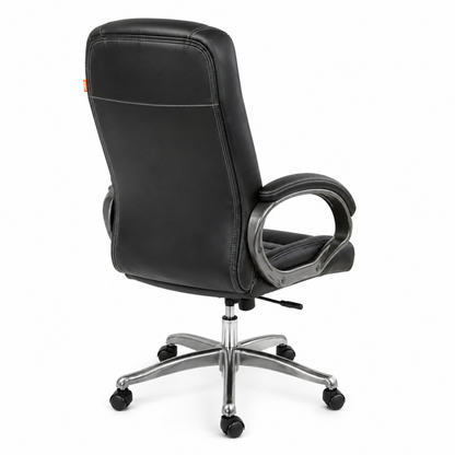Luxury Director Office Chair, Leatherette Upholstery with High Back Support and Chrome Powder Finish Base