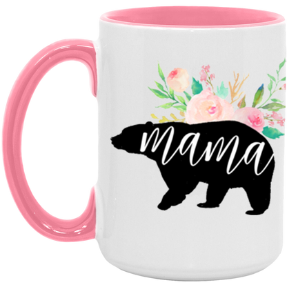 Mama Bear ceramic coffee mug in White/Pink