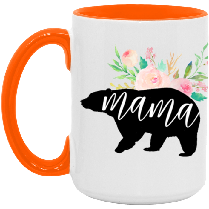 Mama Bear ceramic coffee mug in White/Orange