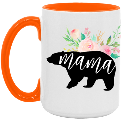 Mama Bear ceramic coffee mug in White/Orange