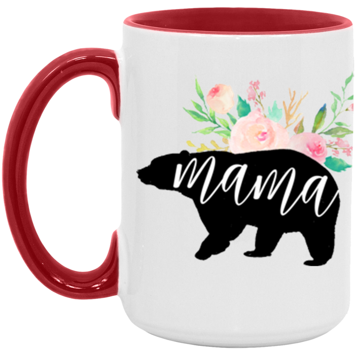 Mama Bear ceramic coffee mug in White/Red