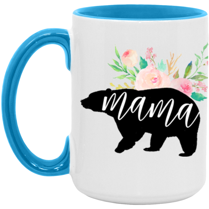 Mama Bear ceramic coffee mug in White/Light Blue