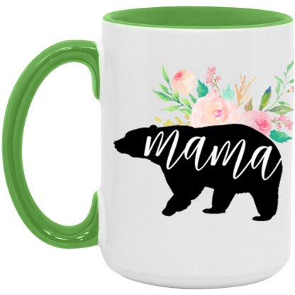 Mama Bear ceramic coffee mug in White/Light Green