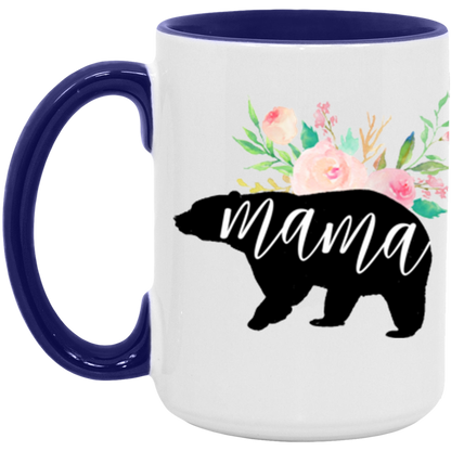 Mama Bear ceramic coffee mug in White/Midnight Blue