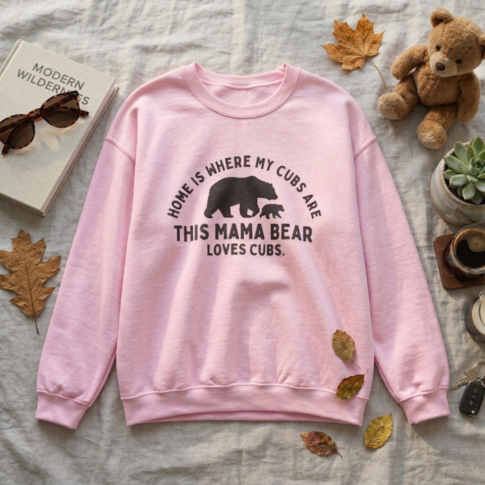 Mama Bear Sweatshirt: "Home Is Where My Cubs Are", product photo 2