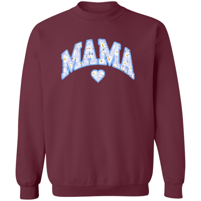 Mama Floral Daisy Sweatshirt (Blue) in Maroon