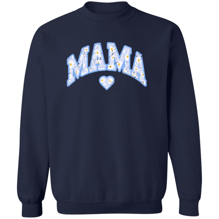 Mama Floral Daisy Sweatshirt (Blue) in Navy