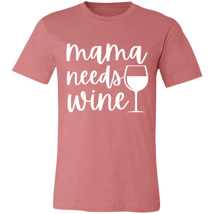 Mama Needs Wine graphic t-shirt in Heather Mauve