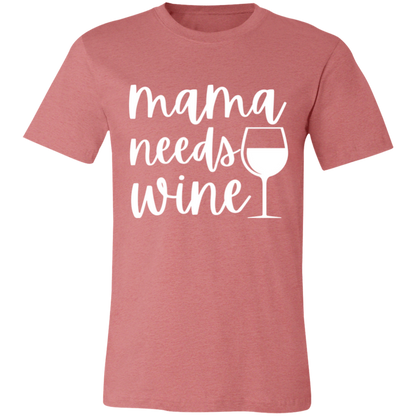 Mama Needs Wine graphic t-shirt in Heather Mauve