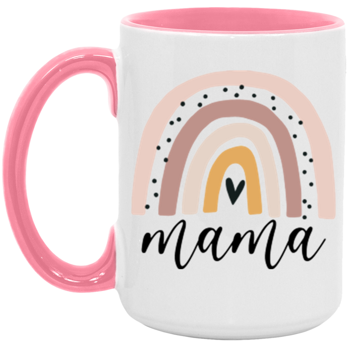Mama Rainbow ceramic coffee mug in White/Pink
