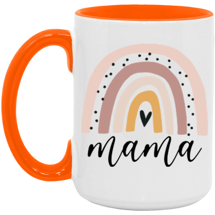 Mama Rainbow ceramic coffee mug in White/Orange