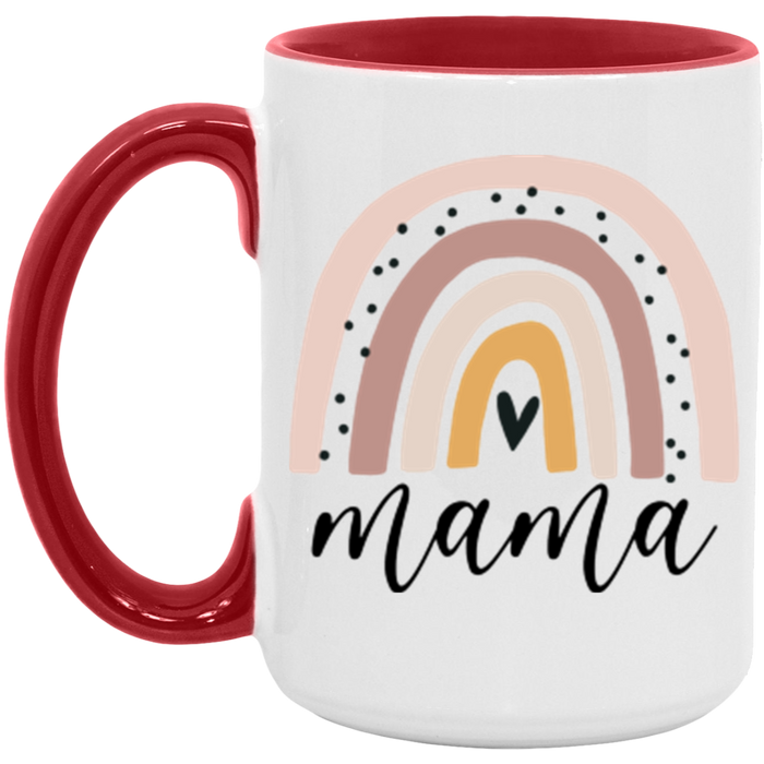 Mama Rainbow ceramic coffee mug in White/Red