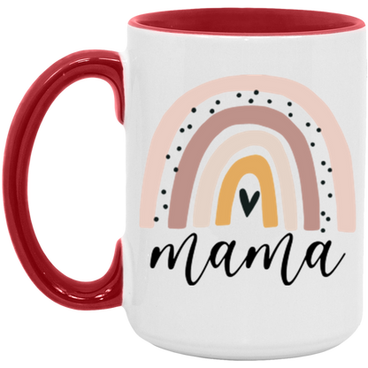 Mama Rainbow ceramic coffee mug in White/Red