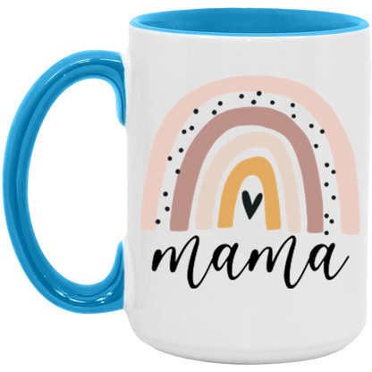 Mama Rainbow ceramic coffee mug in White/Light Blue
