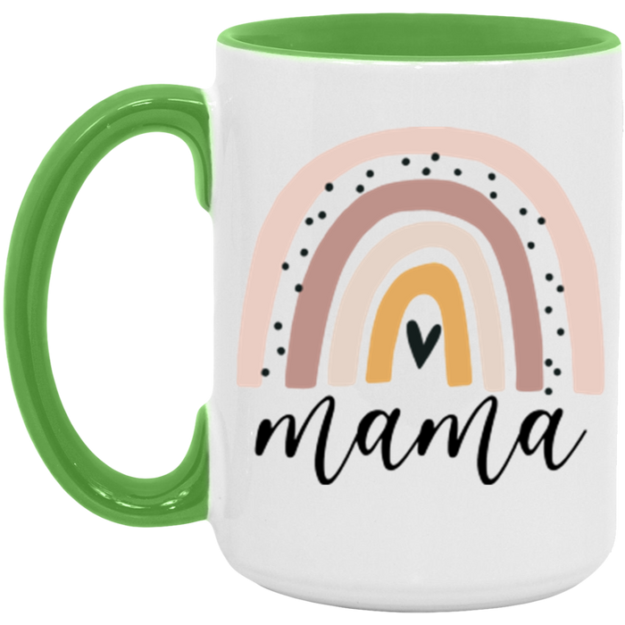 Mama Rainbow ceramic coffee mug in White/Light Green