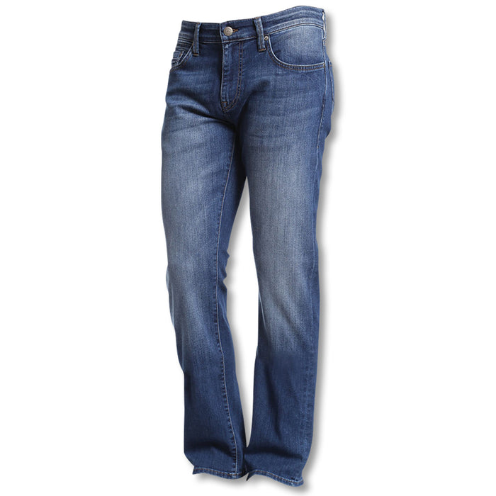 Mavi Zach men's straight leg jeans in Dark Maui wash featuring breathable stretch denim and a classic five-pocket design.
