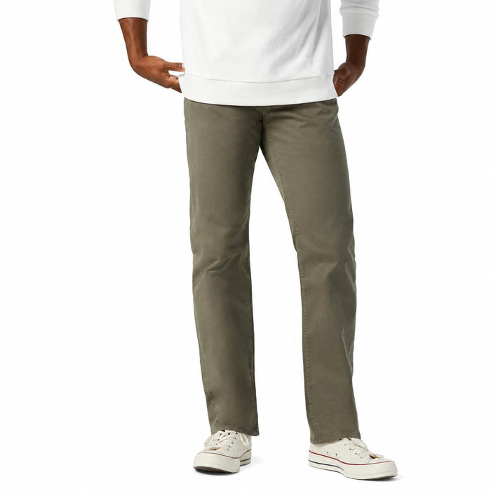 Mavi Men's Zach straight leg jeans in dusty olive twill with a regular rise and soft brushed finish.