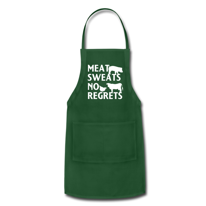 Meat Sweats No Regrets BBQ Adjustable Apron - forest green
