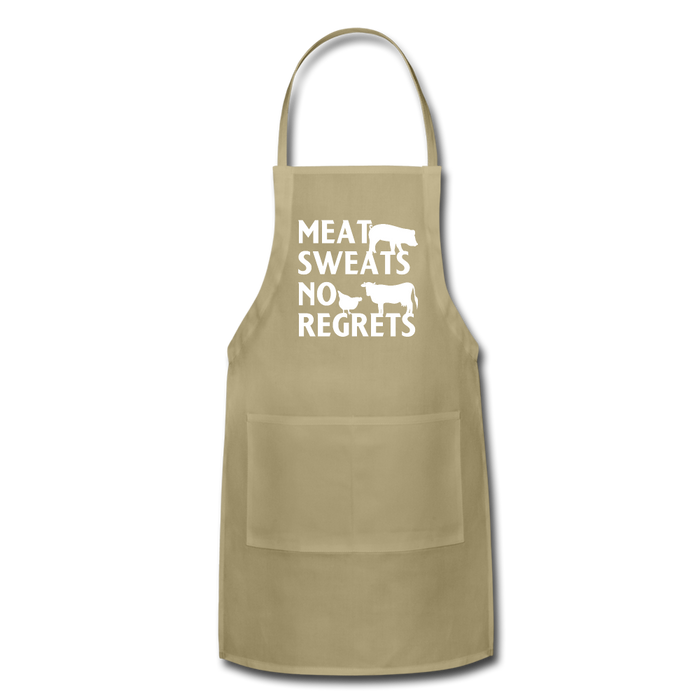Meat Sweats No Regrets BBQ Adjustable Apron - khaki