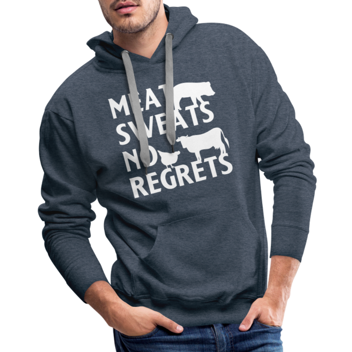 Meat Sweats No Regrets BBQ Men’s Premium Hoodie - heather denim