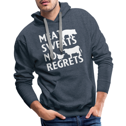 Meat Sweats No Regrets BBQ Men’s Premium Hoodie - heather denim