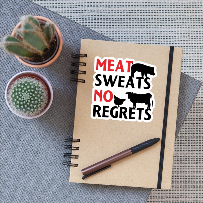 Meat Sweats No Regrets BBQ Sticker - white matte