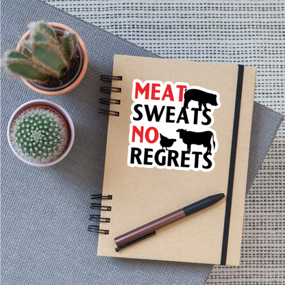 Meat Sweats No Regrets BBQ Sticker - white matte