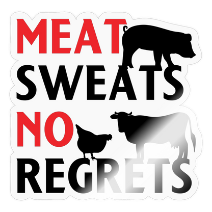 Meat Sweats No Regrets BBQ Sticker - transparent glossy