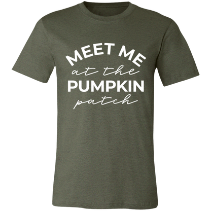 Meet Me At The Pumpkin Patch graphic t-shirt in Heather Military Green