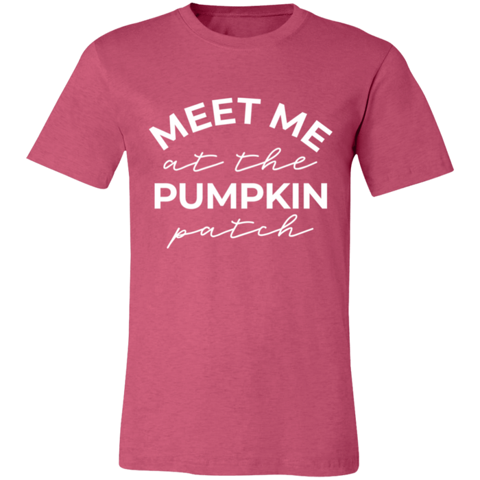 Meet Me At The Pumpkin Patch graphic t-shirt in Heather Raspberry