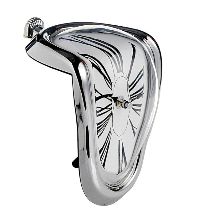 Gadget Gerbil Silver Melting Clock Shelf Decor