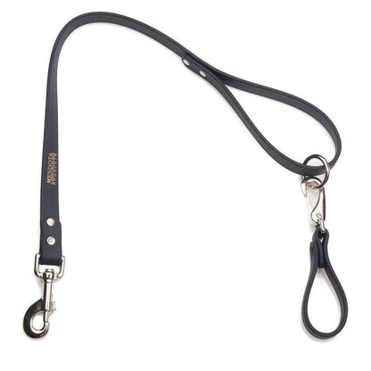 Black Mendota Durasoft belt loop dog lead with durable, water-resistant material and nickel-plated hardware.