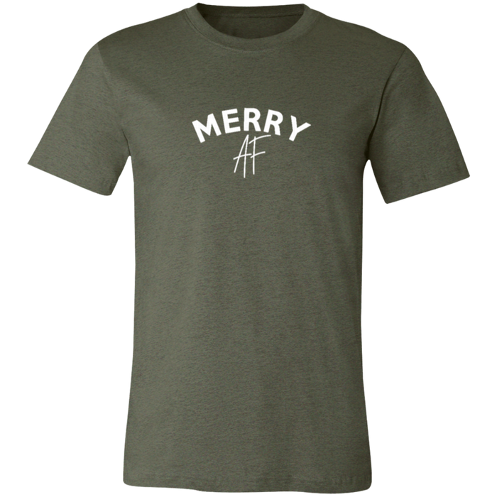 Merry AF graphic t-shirt in Heather Military Green