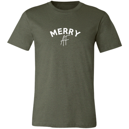 Merry AF graphic t-shirt in Heather Military Green
